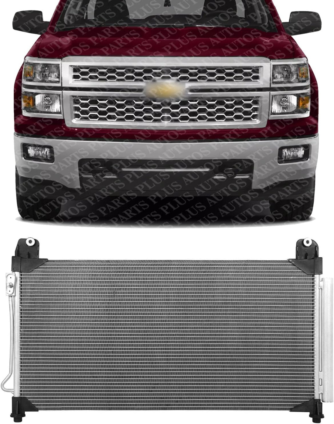Front A/C Condenser Aluminum Core Direct Replacement Compatible With 2015-2019 Chevrolet Silverado 2500 / GMC Sierra 2500 HD GM3030311 23258965
