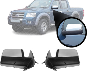 Set of 2 Front Mirror Manual Folding Non-Heated Chrome Plastic Right Passenger & Left Driver Side Direct Replacement Compatible With 2006-2011 Ford Ranger FO1320315 FO1321315