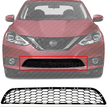 Front Bumper Grille Textured Without Intelligent Cruise Control Direct Replacement Compatible With 2016-2019 Nissan Sentra NI1036107 622543YU0A