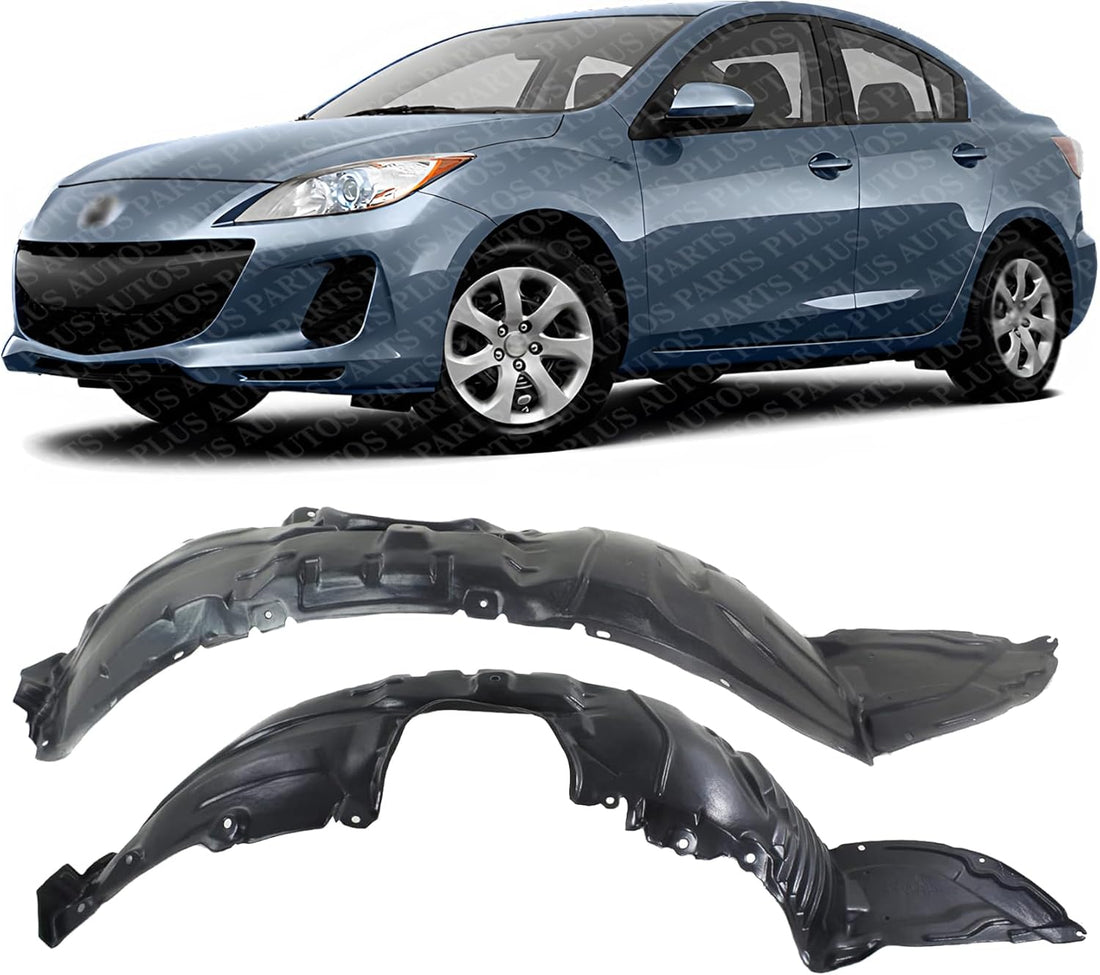 Set of 2 Front Fender Liner Plastic Left Driver & Right Passenger Side Direct Replacement Compatible with 2010-2013 Mazda 3 MA1248139 MA1249139 BFD156130 BFD156140