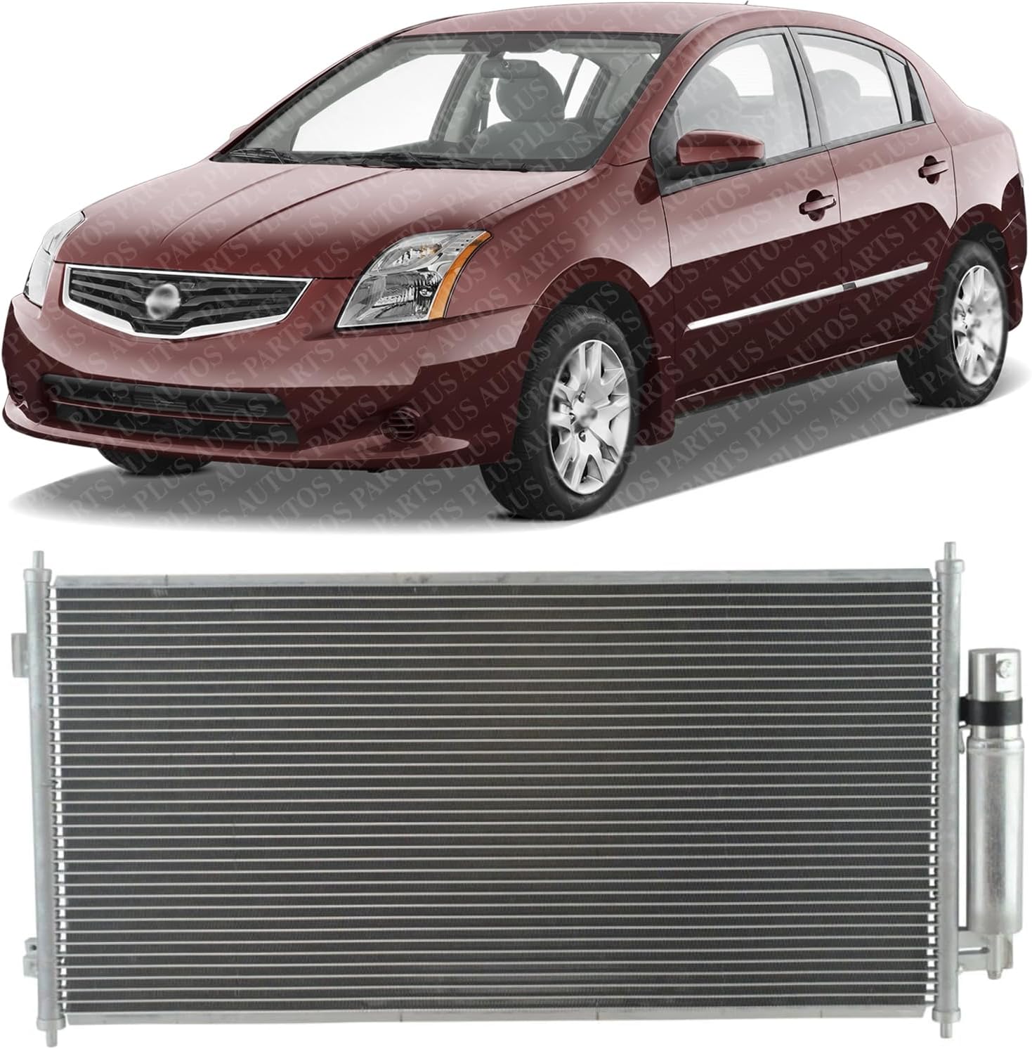 AUTOS PARTS PLUS Front AC Condenser Aluminum Direct Replacement Compatible With 2007-2012 Nissan Sentra NI3030162 92100ZE80A