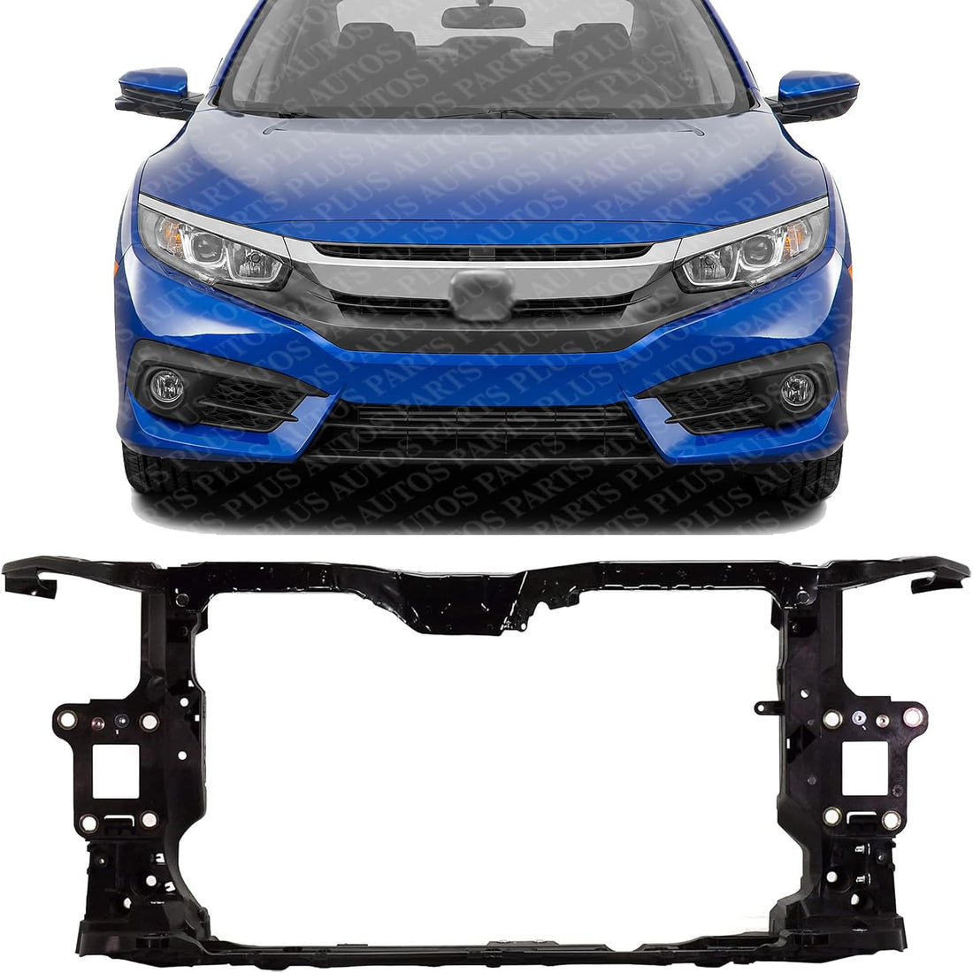 Front Radiator Support Assembly Plastic With Steel Direct Replacement Compatible With 2018 Honda Civic HO1225203 71410TBAA21