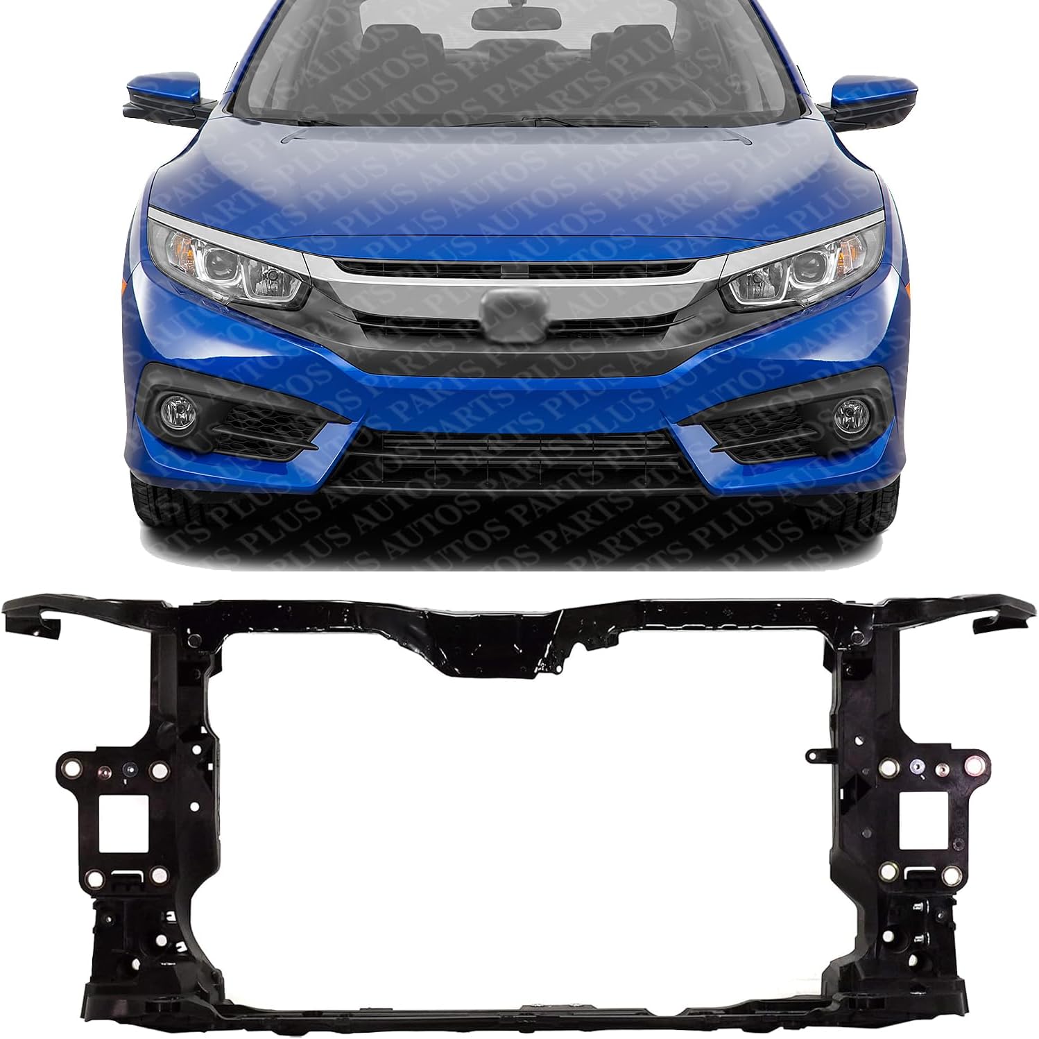 Front Radiator Support Assembly Plastic With Steel Direct Replacement Compatible With 2018 Honda Civic HO1225203 71410TBAA21