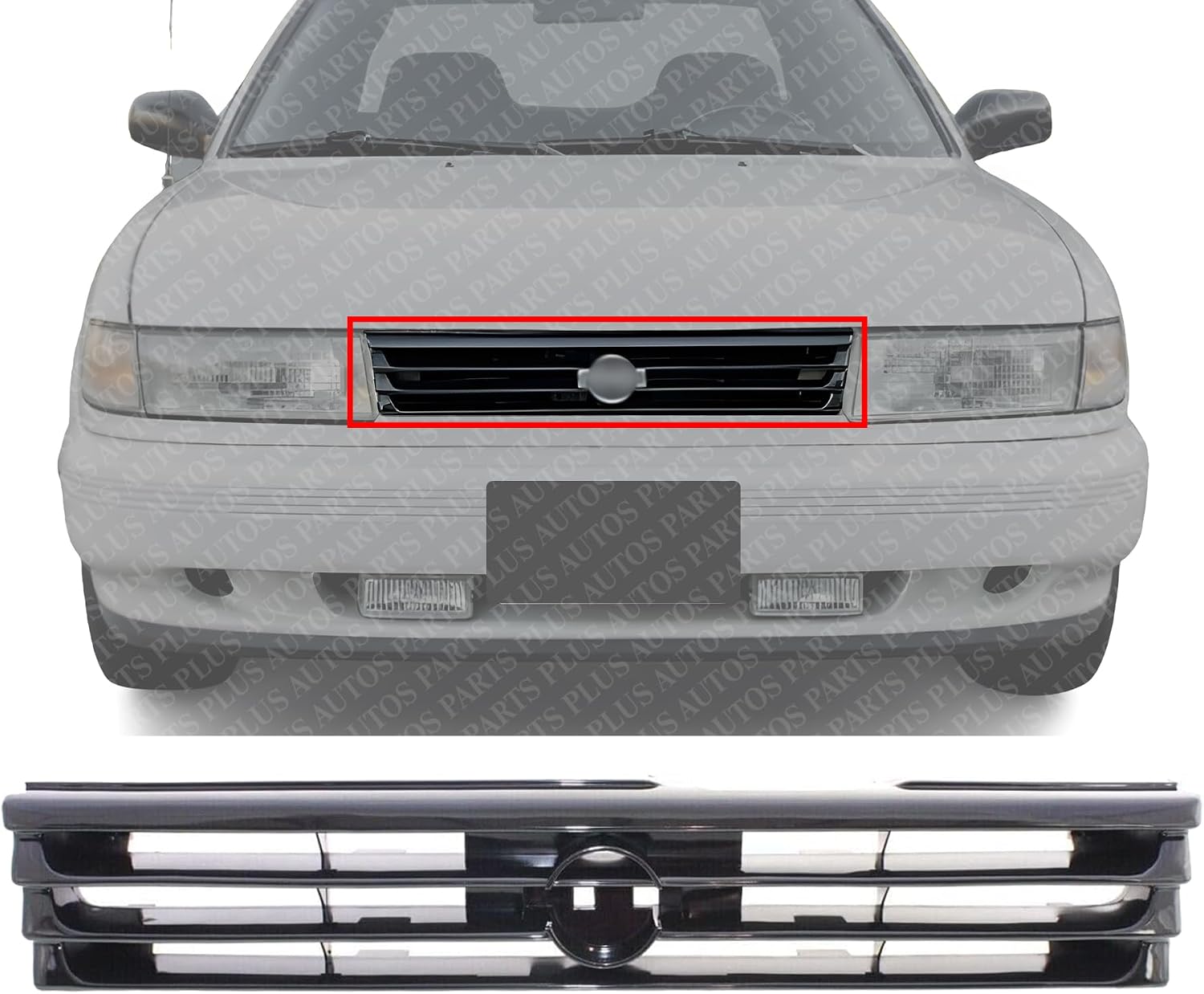 Front Grille Primed Shell And Insert Plastic Direct Replacement Compatible With 1991-1992 Nissan Sentra NI1200117 6231065Y00