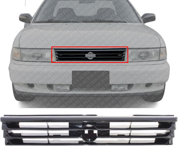 Front Grille Primed Shell And Insert Plastic Direct Replacement Compatible With 1991-1992 Nissan Sentra NI1200117 6231065Y00
