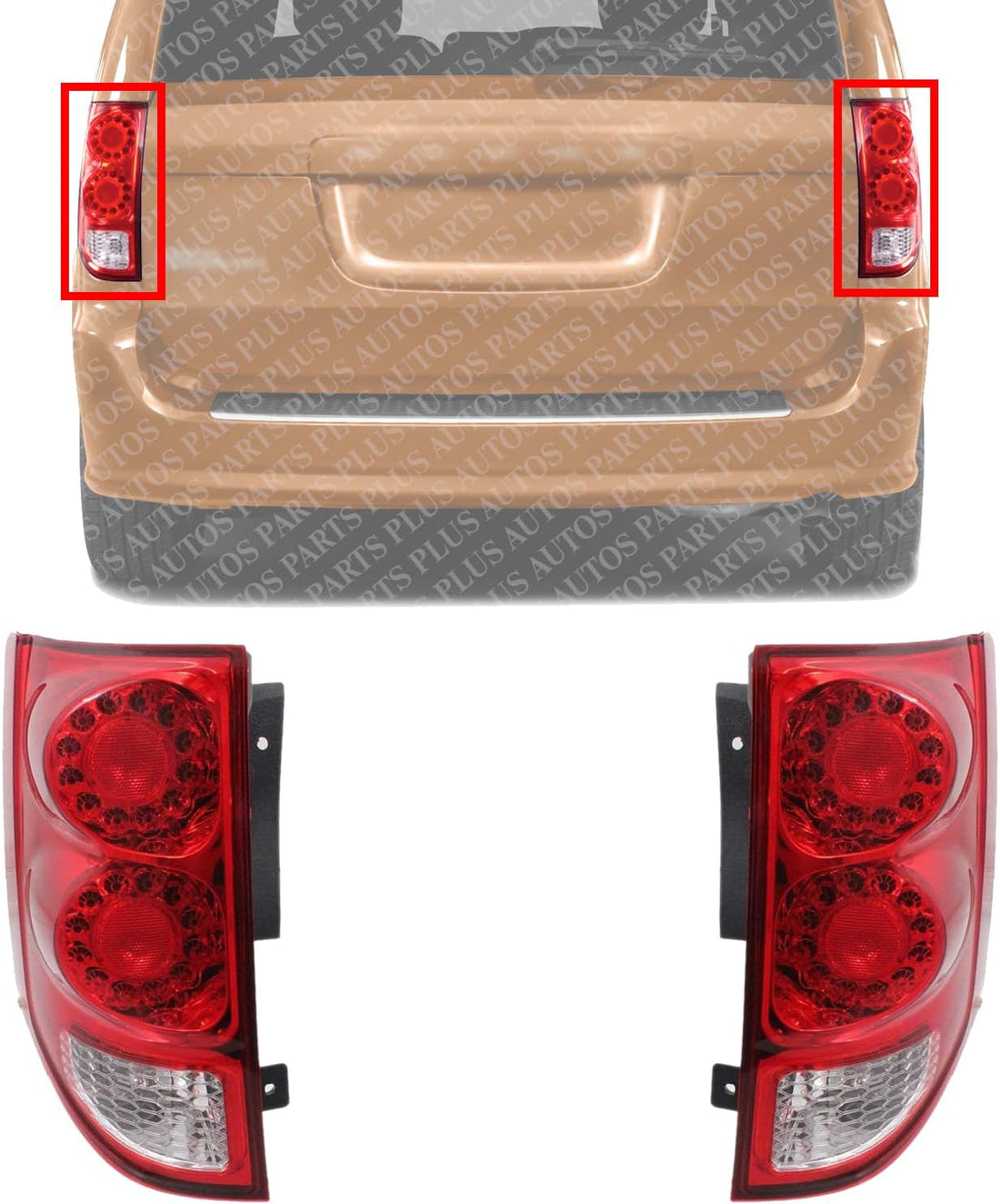 Set Of 2 Tail Light Assembly Left Driver & Right Passenger Side Direct Replacement Compatible With 2017-2019 Dodge Grand Caravan CH2801199 CH2800199 5182534AE 5182535AD