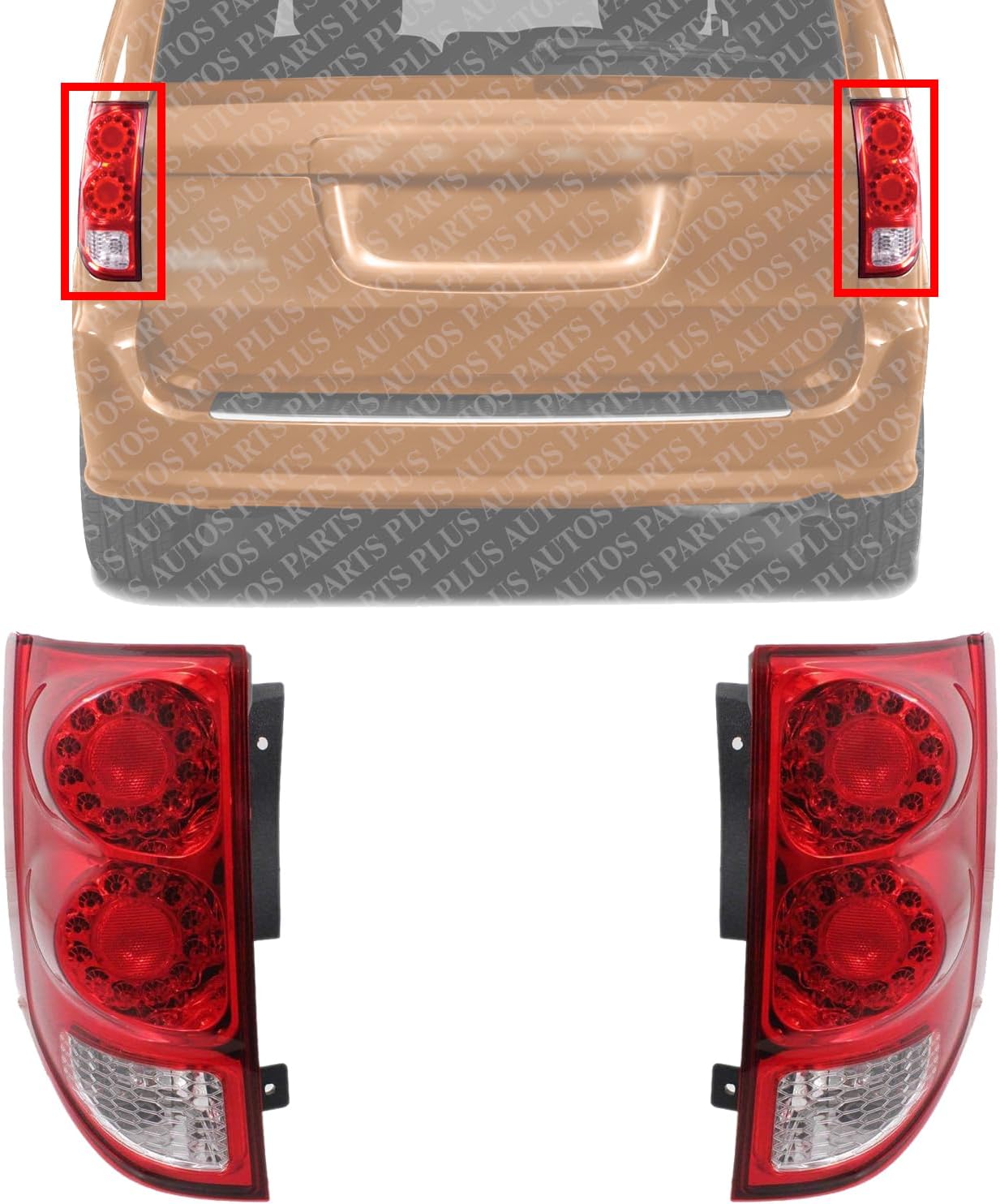 Set Of 2 Tail Light Assembly Left Driver & Right Passenger Side Direct Replacement Compatible With 2017-2019 Dodge Grand Caravan CH2801199 CH2800199 5182534AE 5182535AD