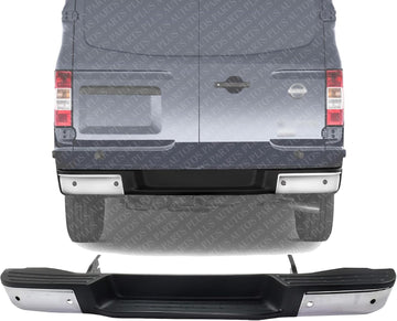 Rear Step Bumper Face Bar Chrome Steel Direct Replacement Compatible With 2012-2021 Nissan NV-Series Full Size Van NI1102159 850101PA0B