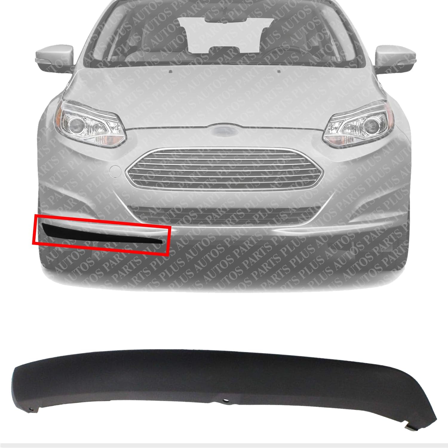 Front Bumper Lower Valance Panel Textured Right Passenger Side Direct Replacement Compatible With 2012-2014 Ford Focus FO1095245 CP9Z17626A