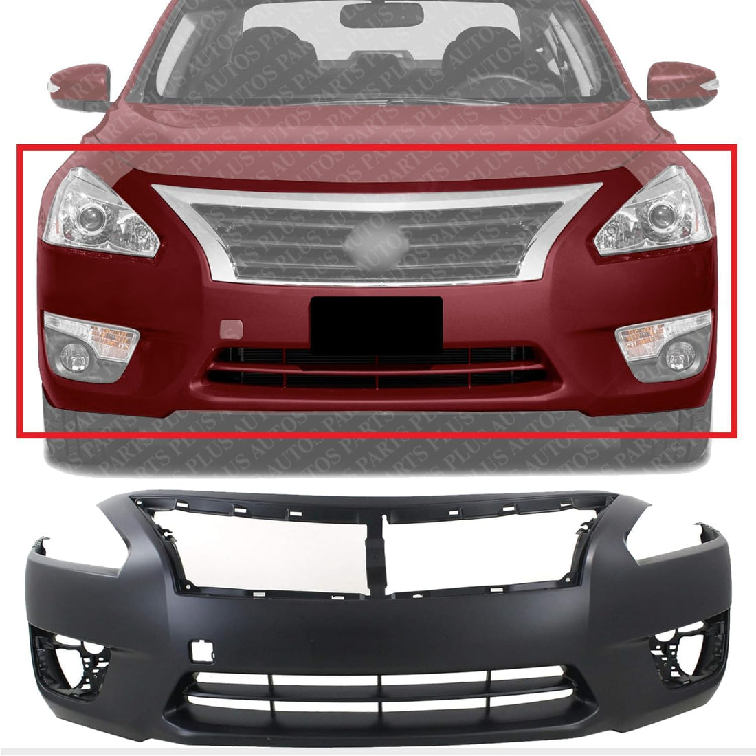 Front Bumper Cover Primed with Fog light Holes Direct Replacement Compatible With 2013-2015 Nissan Altima SL S SV Sedan NI1000285 620223TA0H