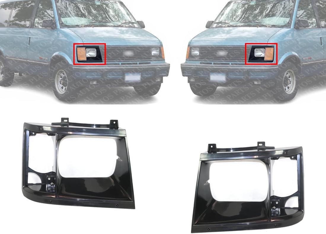 Set Of 2 Front Headlight Bezel Without Trim Black Left Driver & Right Passenger Side Direct Replacement Compatible With 1985-1994 Chevrolet Astro/GMC Safari GM2513115 GM2512114