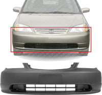 Front Bumper Cover Primed Direct Replacement Compatible With 2001-2003 Honda Civic HO1000197 04711S5PA90ZZ