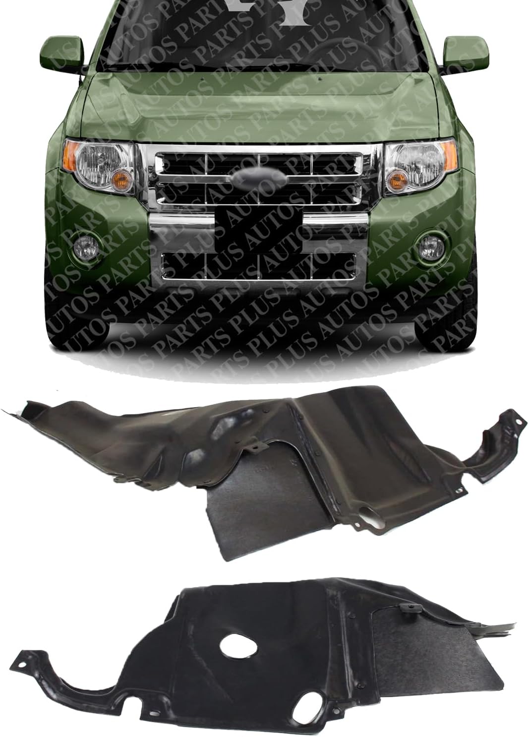 Set of 2 Front Engine Splash Shield Left Driver & Right Passenger Side Direct Replacement Compatible with 2008-2011 Ford Escape / 2008-2012 Mercury Mariner FO1251148 FO1250148