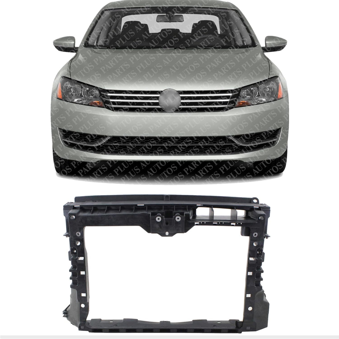 Front Radiator Support Plastic with Steel Direct Replacement Compatible with 2012-2015 Volkswagen Passat VW1225138 561805588B9B9
