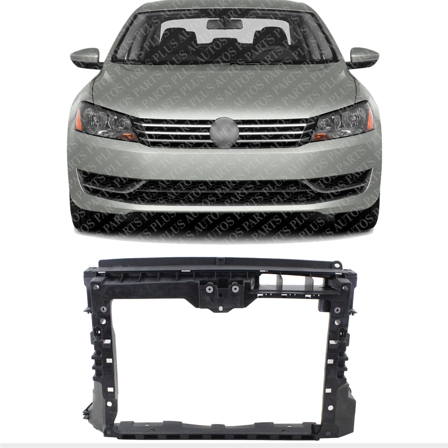Front Radiator Support Plastic with Steel Direct Replacement Compatible with 2012-2015 Volkswagen Passat VW1225138 561805588B9B9