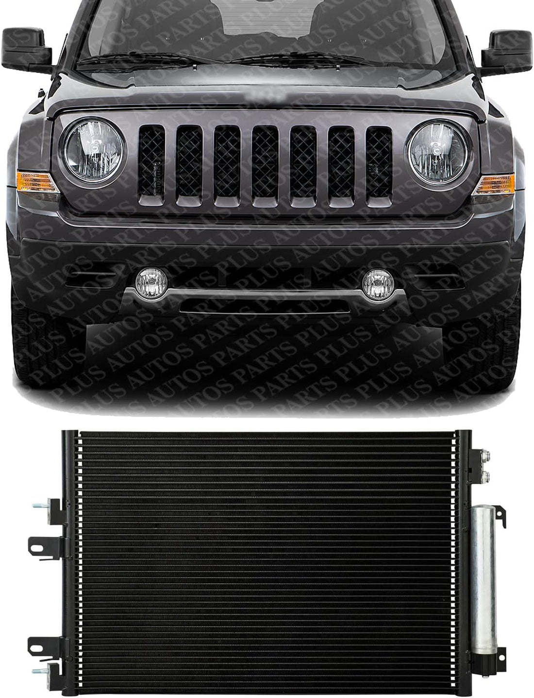 Front AC Condenser Aluminum Core Direct Replacement Compatible With 2007-2017 Jeep Patriot / 2010-2012 Dodge Caliber / 2011-2017 Compass CH3030246 68078975AB