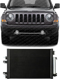 Front AC Condenser Aluminum Core Direct Replacement Compatible With 2007-2017 Jeep Patriot / 2010-2012 Dodge Caliber / 2011-2017 Compass CH3030246 68078975AB