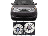 Front Radiator Dual Fan Assembly Without Control Module Direct Replacement Compatible With 2011-2013 Toyota Sienna TO3115167 163630V120-PFM 163630V110 163610P150 163610P160 167110V090