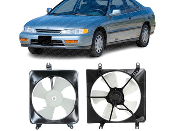 Front Radiator + AC Condenser Cooling Fan Assembly Direct Replacement Compatible with 1994-1997 Honda Accord HO3110101 HO3115118 HO3113102 19015P0A003-PFM 19020PT0003 19