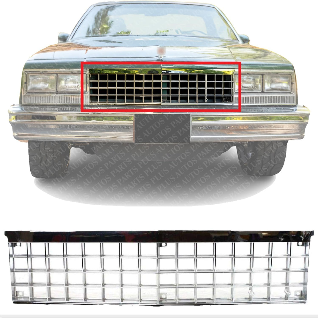 Front Grille Chrome Shell And Insert With Emblem Provision Direct Replacement Compatible With 1982-1987 Chevrolet El Camino/GMC Caballero / 1982-1983 Malibu GM1200167 14034154