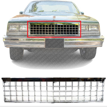Front Grille Chrome Shell And Insert With Emblem Provision Direct Replacement Compatible With 1982-1987 Chevrolet El Camino/GMC Caballero / 1982-1983 Malibu GM1200167 14034154