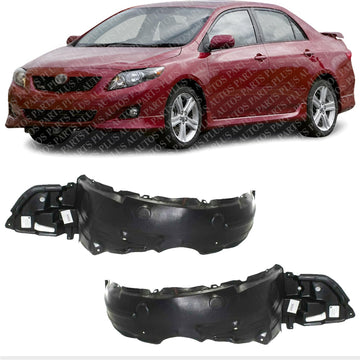 Set of 2 Front Fender Liner Left Driver & Right Passenger Side Direct Replacement Compatible With 2009-2010 Toyota Corolla TO1249149 TO1248149 ‎5387502260 5387602260