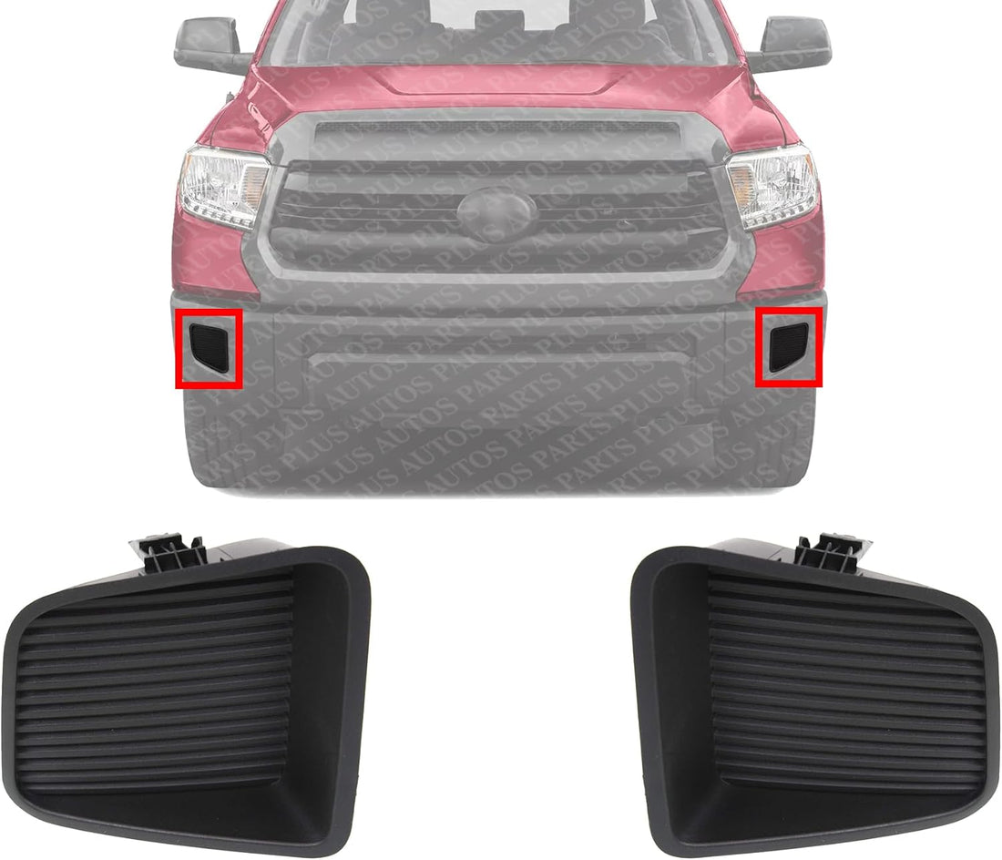 Set of 2 Front Fog Light Cover Textured Left Driver & Right Passenger Side Direct Replacement Compatible With 2014-2021 Toyota Tundra TO1038174 TO1039174 521270C060 521280C060