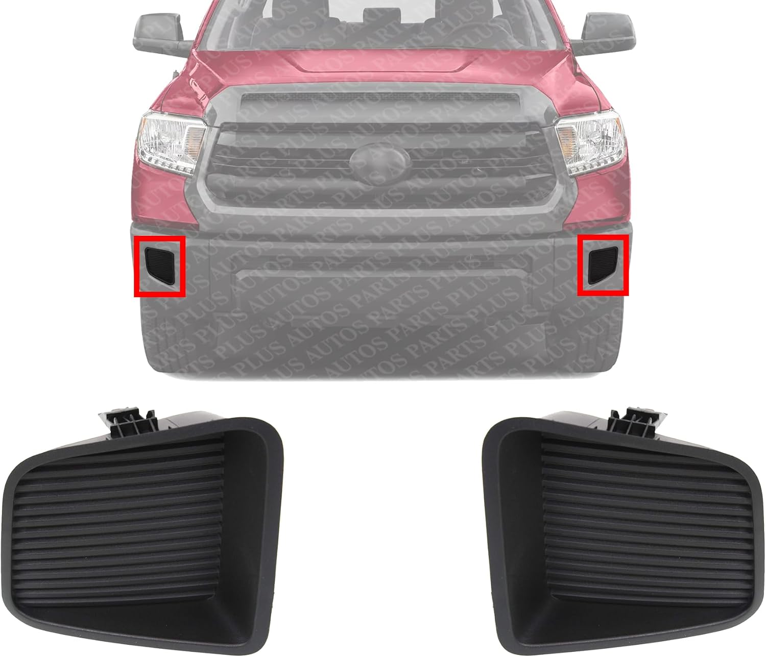 Set of 2 Front Fog Light Cover Textured Left Driver & Right Passenger Side Direct Replacement Compatible With 2014-2021 Toyota Tundra TO1038174 TO1039174 521270C060 521280C060