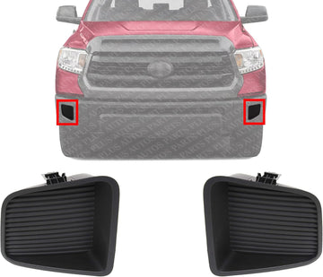 Set of 2 Front Fog Light Cover Textured Left Driver & Right Passenger Side Direct Replacement Compatible With 2014-2021 Toyota Tundra TO1038174 TO1039174 521270C060 521280C060