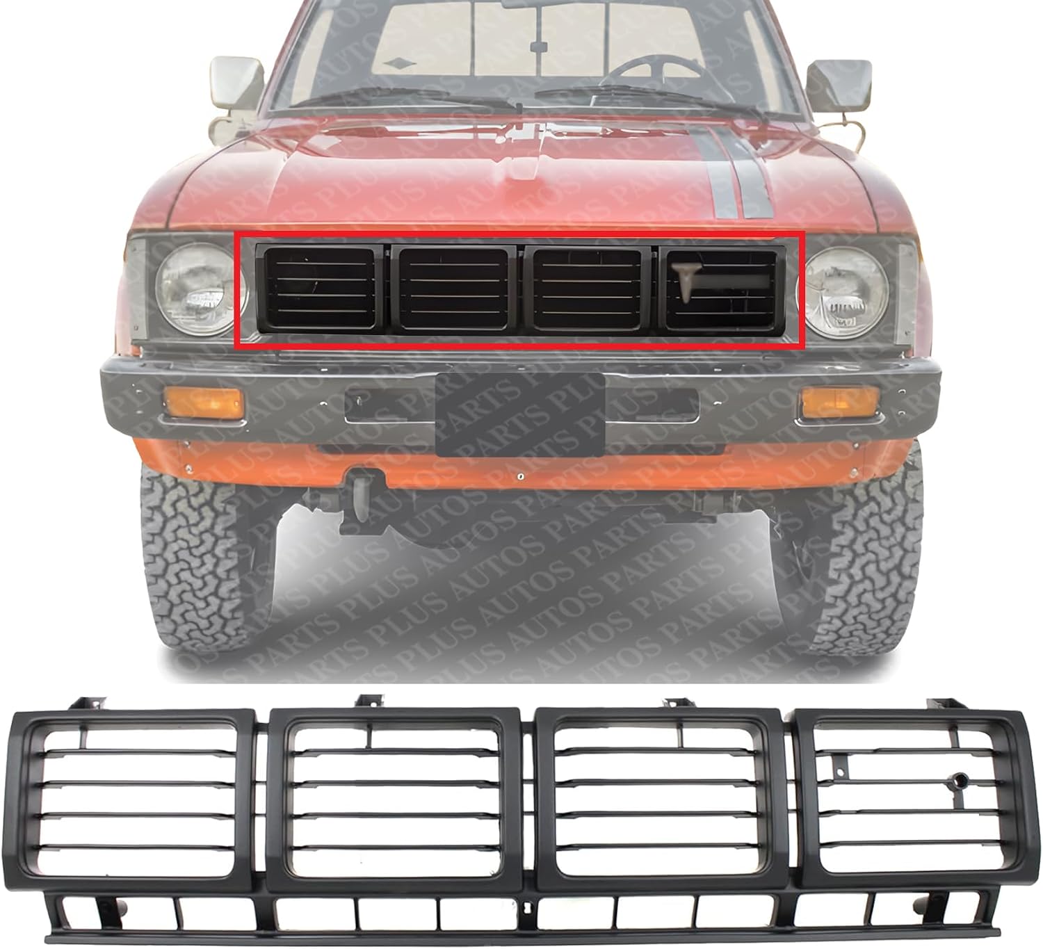 Front Grille Assembly Primed Shell And Insert Plastic Direct Replacement Compatible With 1980-1981 Toyota Pickup TO1200143 5310092301