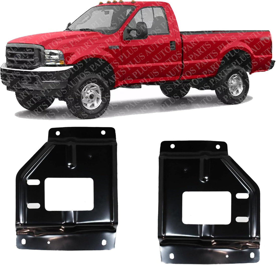 Set of 2 Front Bumper Mounting Plate Bracket Steel Left Driver & Right Passenger Side Direct Replacement Compatible with 2000-2004 Ford F-Series Super Duty FO1067133 FO1067147