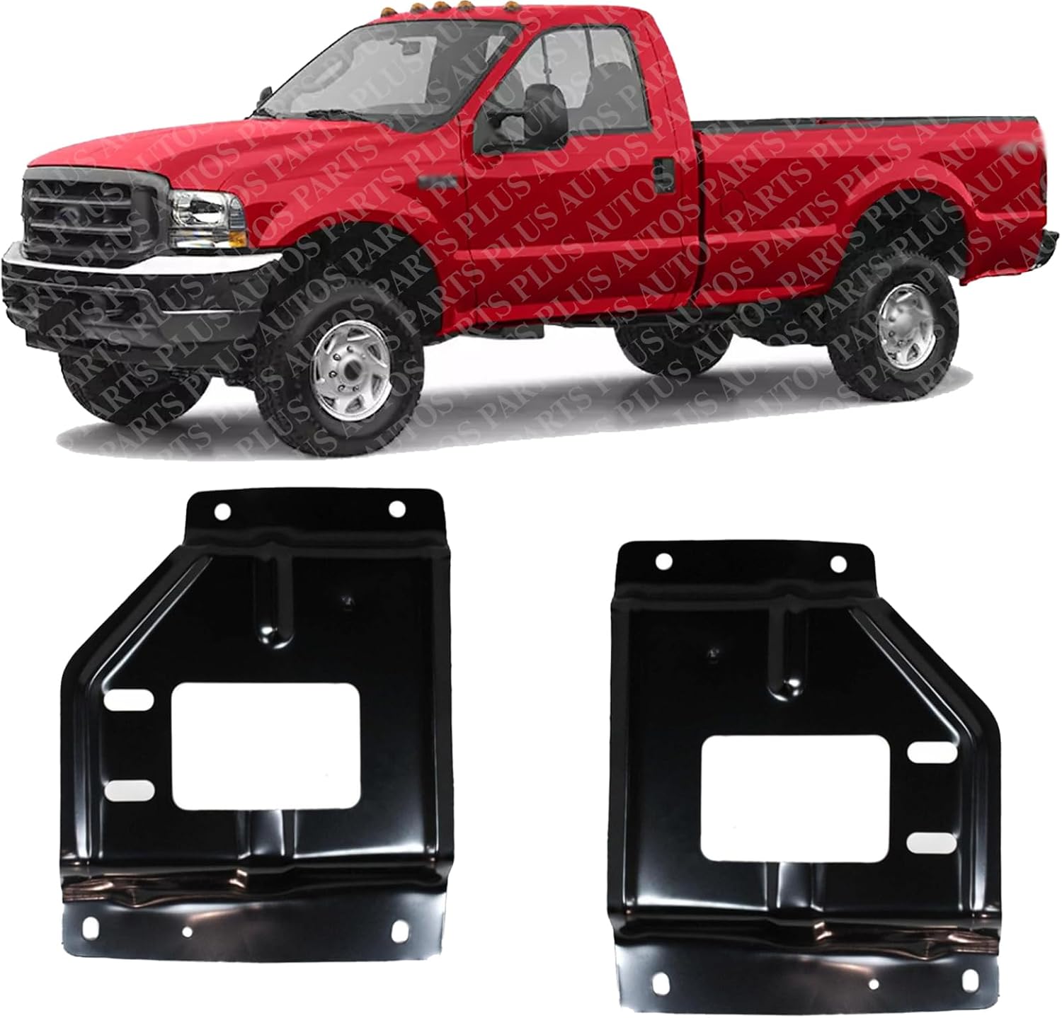 Set of 2 Front Bumper Mounting Plate Bracket Steel Left Driver & Right Passenger Side Direct Replacement Compatible with 2000-2004 Ford F-Series Super Duty FO1067133 FO1067147