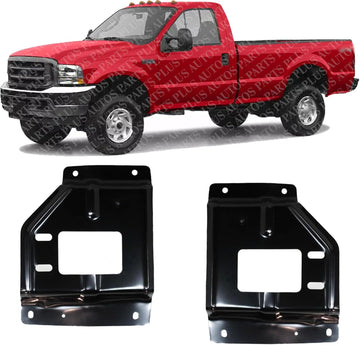 Set of 2 Front Bumper Mounting Plate Bracket Steel Left Driver & Right Passenger Side Direct Replacement Compatible with 2000-2004 Ford F-Series Super Duty FO1067133 FO1067147