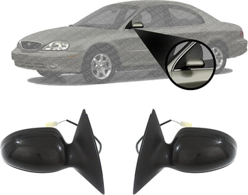 Set of 2 Front Mirror Power Non-Folding Non-Heated Primed Left Driver & Right Passenger Side Direct Replacement Compatible With 2000-2007 Ford Taurus FO1321345 FO1320345