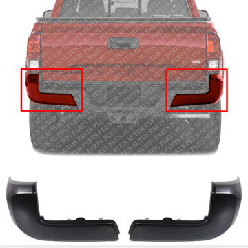 Rear Bumper End Cap Left Driver & Right Passenger Side Without Park Assist Holes Direct Replacement Compatible With 2016-2023 Toyota Tacoma TO1105133 TO1104133 5215504010