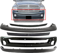Front Bumper + Upper Cover Primed + Lower Valance Air Dam + Inner Filler + Step Pad Molding Direct Replacement Compatible With 2006-2009 Dodge Ram 1500 2500 3500 CH1014100 CH1002377