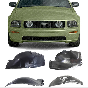Set Of 4 Front And Rear Section Fender Liner Left Driver & Right Passenger Side Direct Replacement Compatible With 2005-2009 Ford Mustang FO1251130 FO1250129 FO1251128 FO1250127