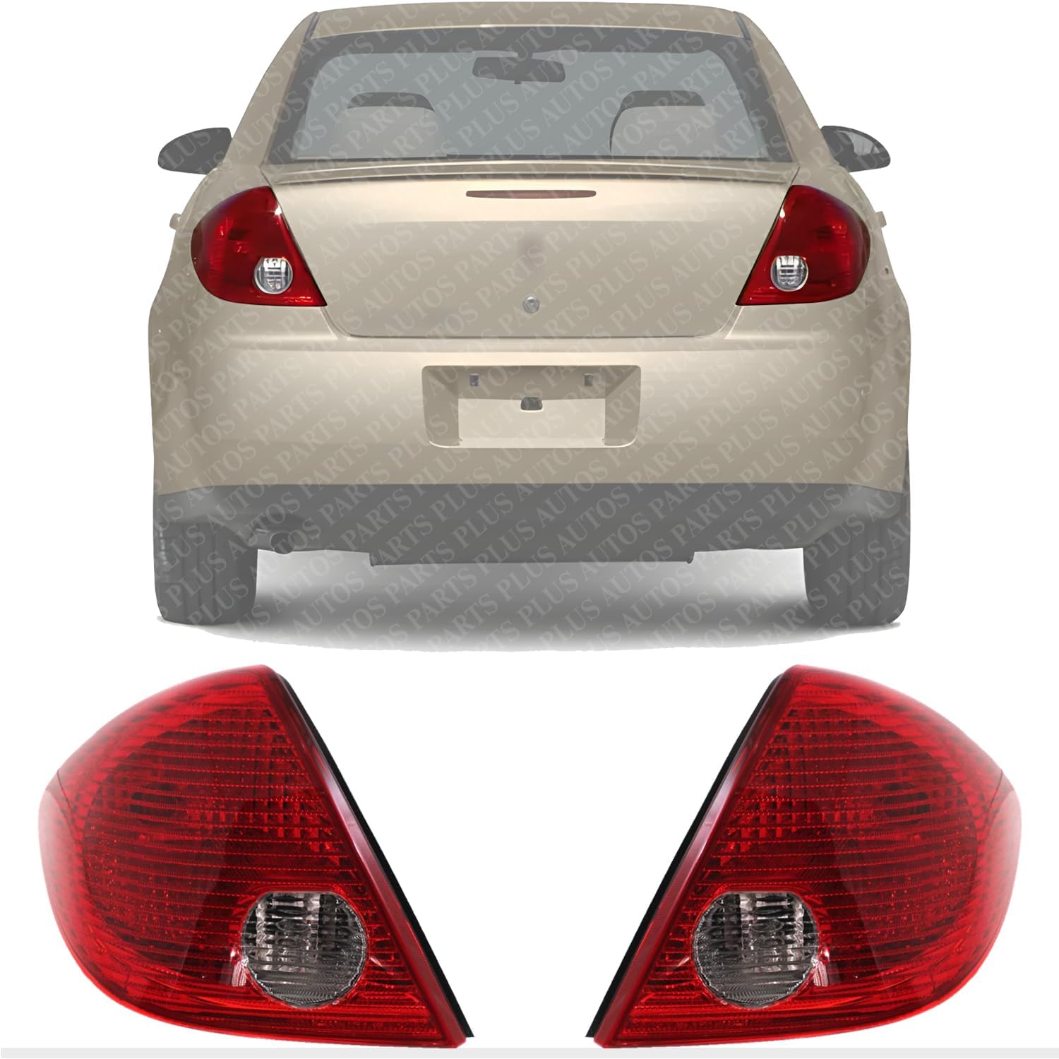 Set Of 2 Tail Light Assembly Plastic Left Driver & Right Passenger Side Direct Replacement Compatible With 2005-2010 Pontiac G6 GM2801201 GM2800201 15242808 15242809