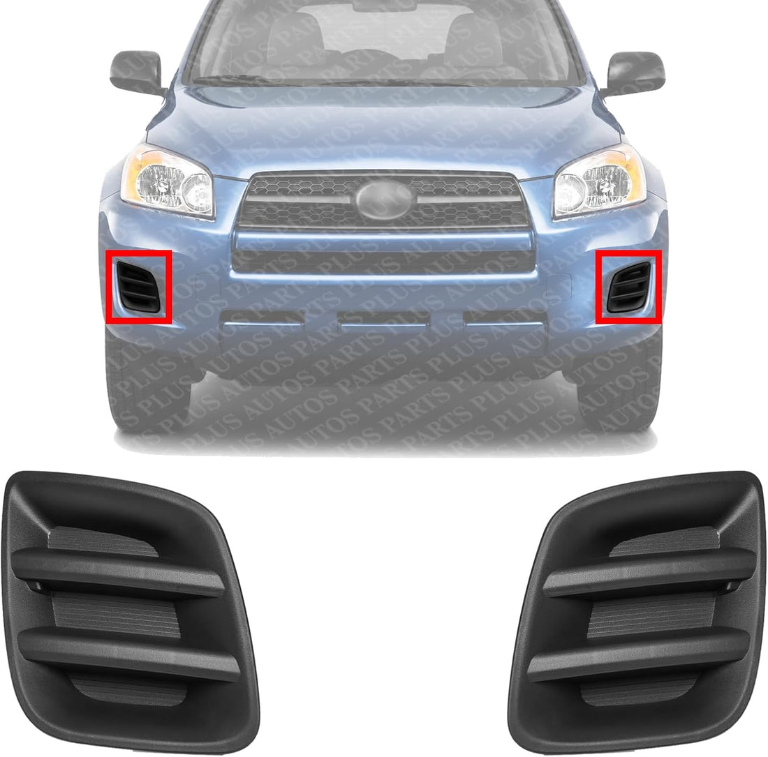 Set Of 2 Front Fog Light Cover Primed Left Driver & Right Passenger Side Direct Replacement Compatible With 2009-2012 Toyota RAV4 TO1038127 TO1039127 521270R020 521280R020