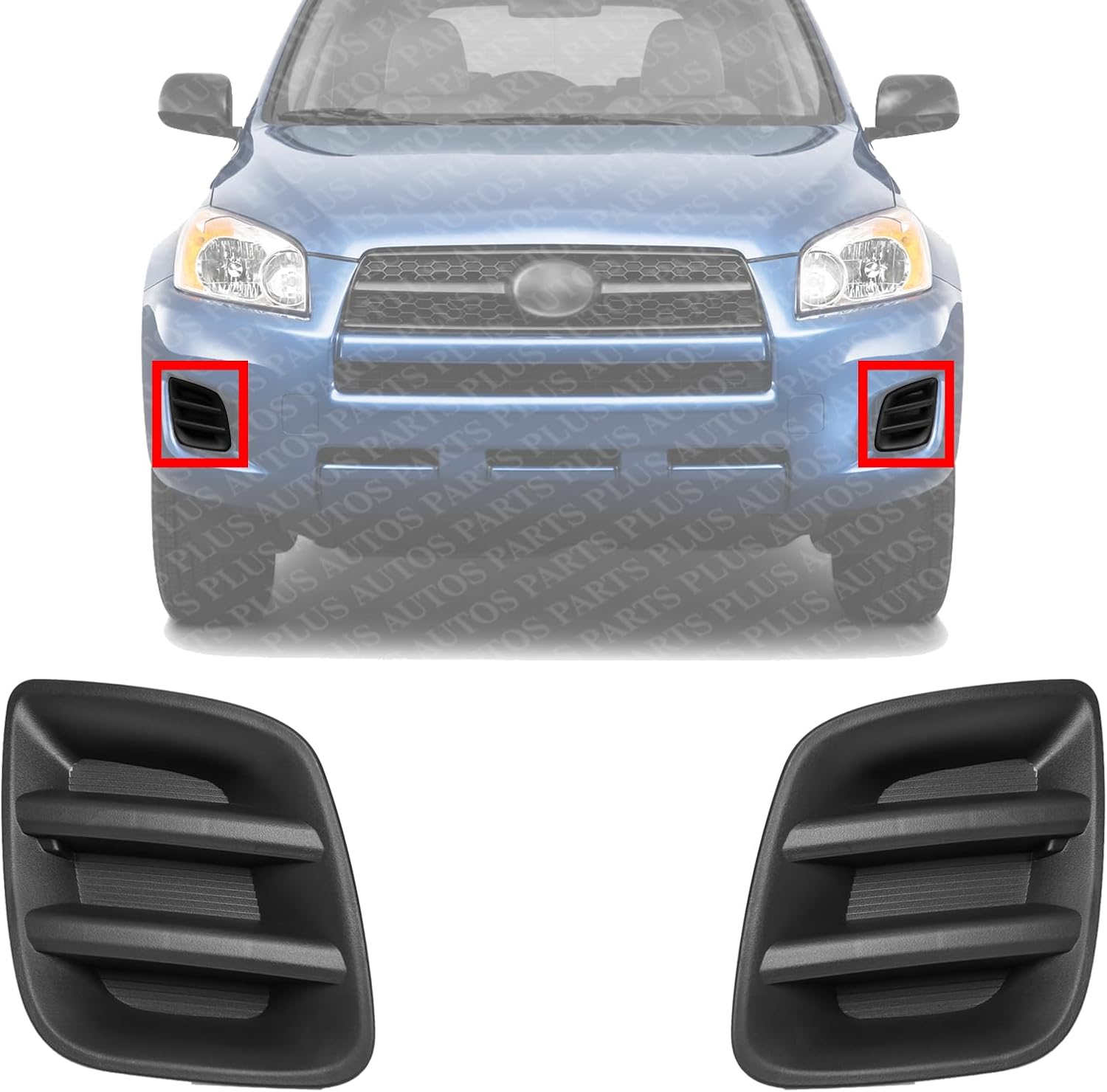 Set Of 2 Front Fog Light Cover Primed Left Driver & Right Passenger Side Direct Replacement Compatible With 2009-2012 Toyota RAV4 TO1038127 TO1039127 521270R020 521280R020