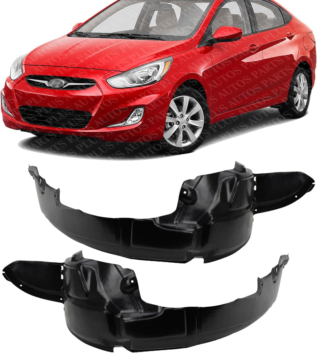 Set of 2 Front Fender Liner Right Passenger & Left Driver Side Direct Replacement Compatible with 2012-2014 Hyundai Accent HY1249122 HY1248122 868121R000 868111R000