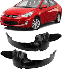 Set of 2 Front Fender Liner Right Passenger & Left Driver Side Direct Replacement Compatible with 2012-2014 Hyundai Accent HY1249122 HY1248122 868121R000 868111R000