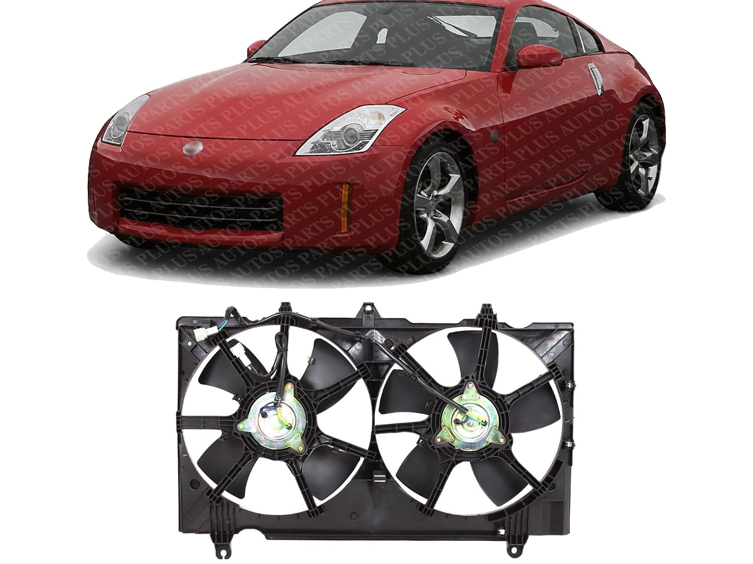 Front Radiator Cooling Fan Assembly Plastic Direct Replacement Compatible with 2007-2009 Nissan 350Z NI3115136 21481EV02B