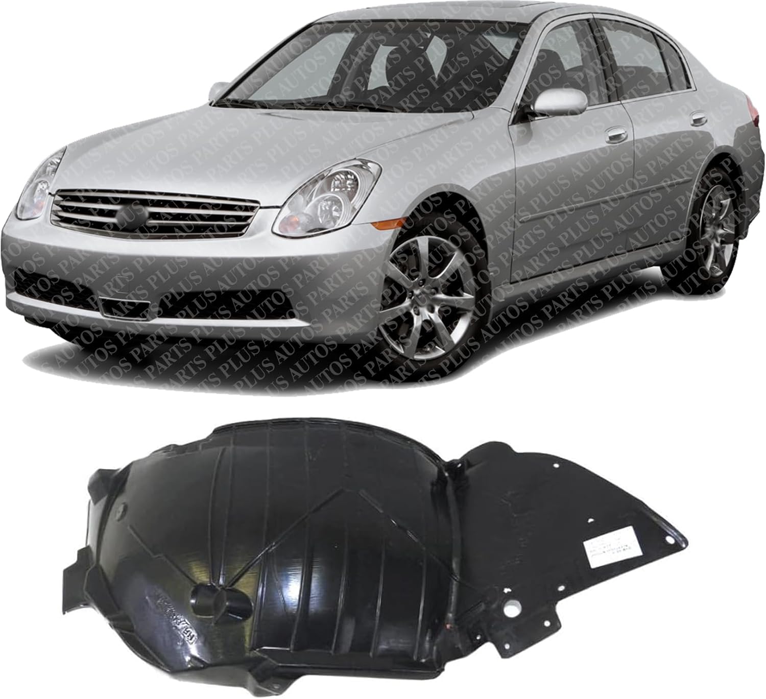 Front Section Fender Liner Left Driver Side Direct Replacement Compatible With 2005-2006 Infiniti G35 IN1250108 63845AC500
