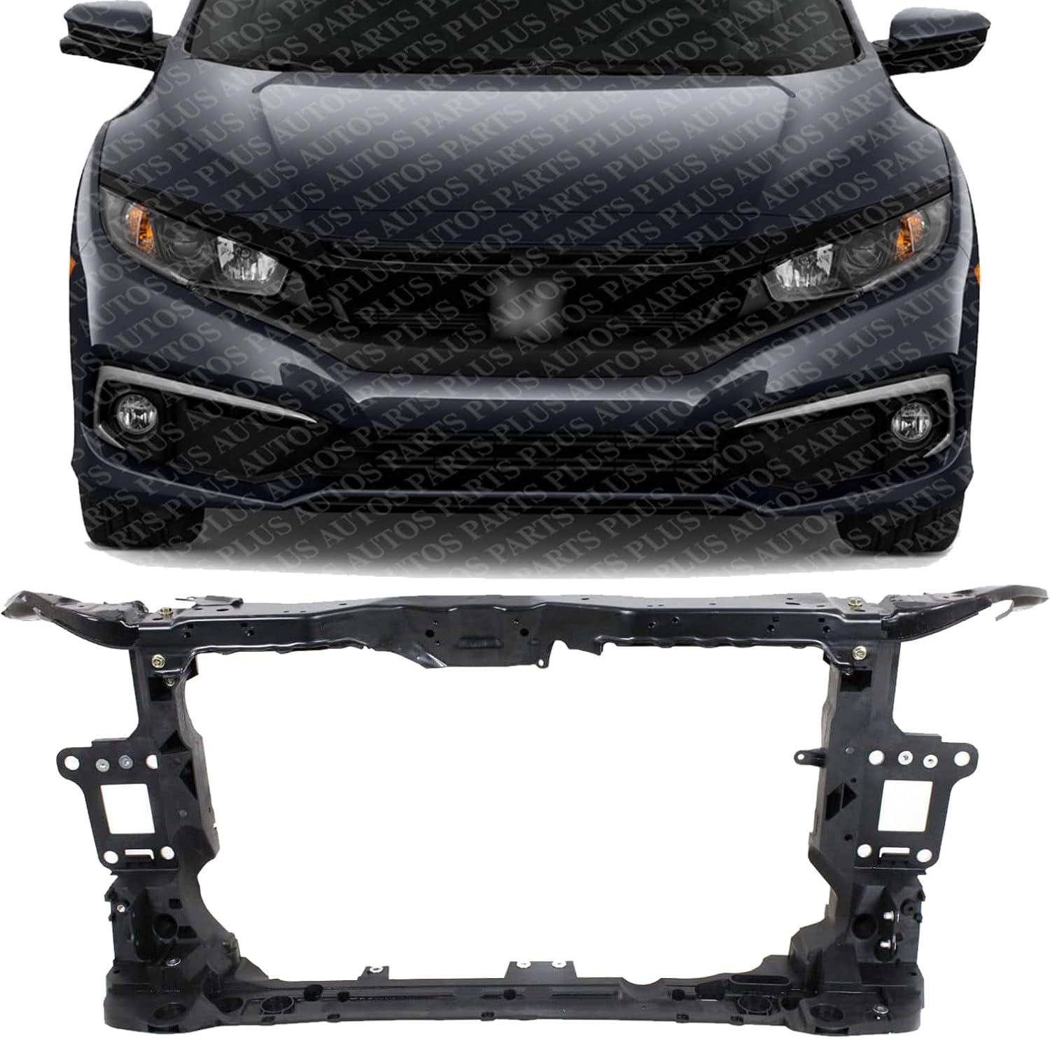 Front Radiator Support Assembly Plastic With Steel Direct Replacement Compatible With 2016-2019 Civic EX 4 HO1225183 71410TBAA01