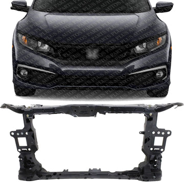 Front Radiator Support Assembly Plastic With Steel Direct Replacement Compatible With 2016-2019 Civic EX 4 HO1225183 71410TBAA01