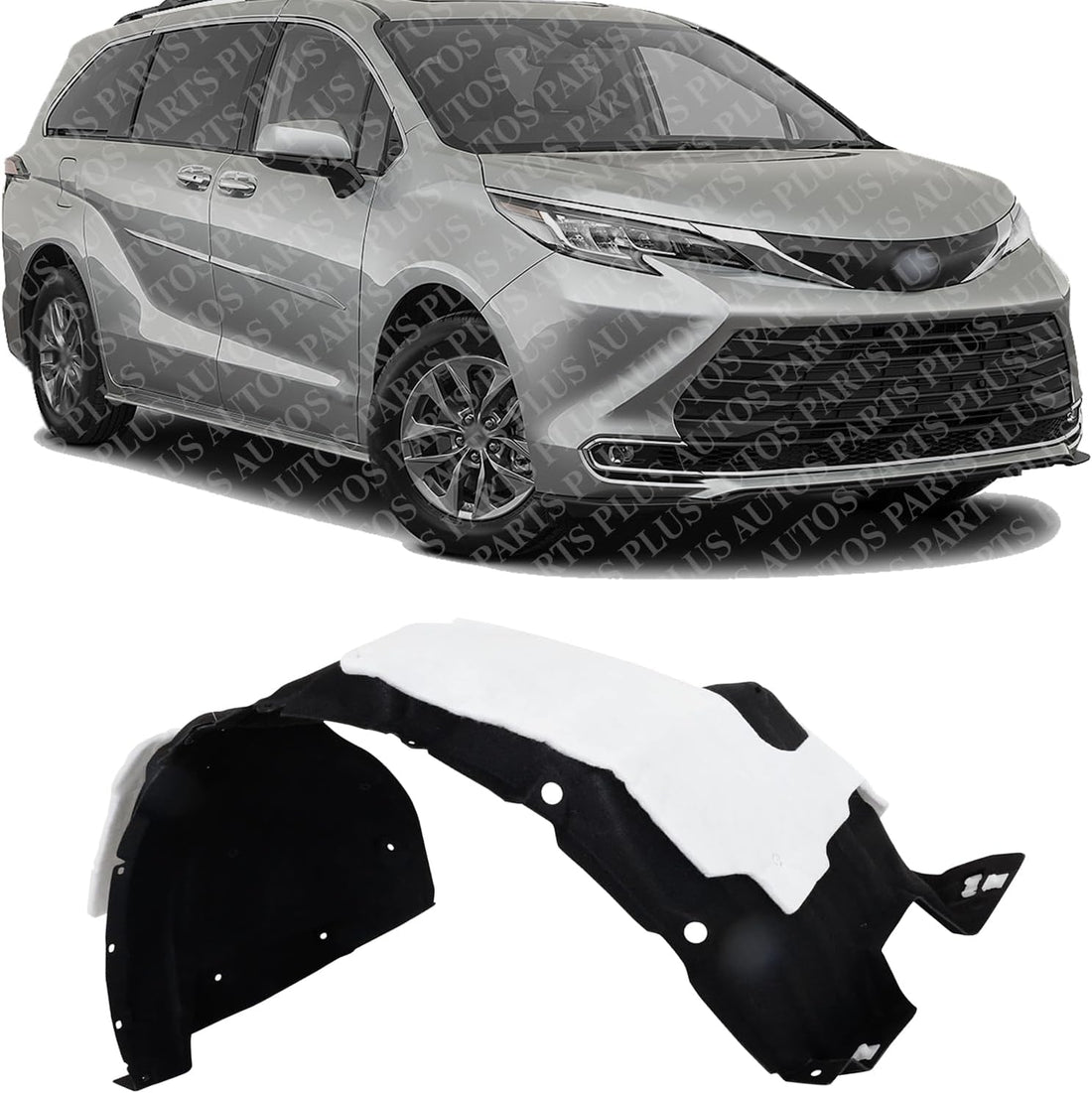 Front Fender Liner Right Passenger Side Direct Replacement Compatible with 2021-2023 Toyota Sienna TO1249248 5380508061 5380508062
