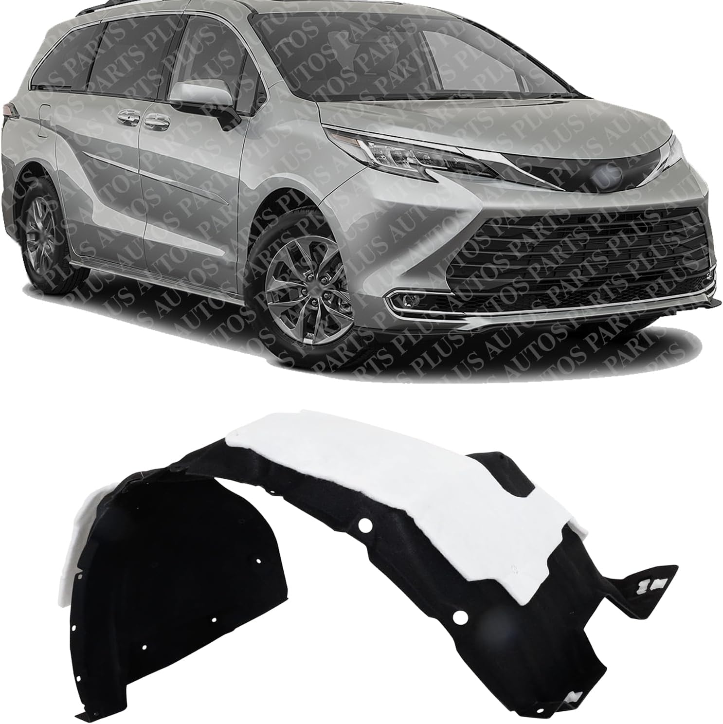 Front Fender Liner Right Passenger Side Direct Replacement Compatible with 2021-2023 Toyota Sienna TO1249248 5380508061 5380508062