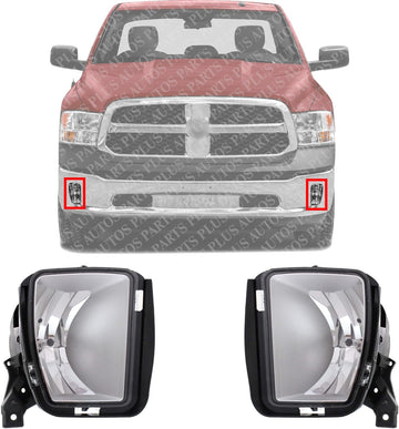 AUTOS PARTS PLUS Set of 2 Front Fog Light Assembly Left Driver & Right Passenger Side Direct Replacement Compatible With 2013-2018 Ram 1500 CH2593147 CH2592147 68104820AC 68104821AD