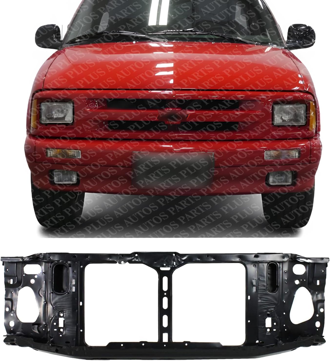 Front Radiator Support Assembly Steel Direct Replacement Compatible With 1994-1997 Chevrolet S10 Pickup GM1225120 15009395